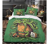 VOXYTMLWG Octopus in Barrel Copripiumino 3 Pezzi stampa di 3D microfibra traspirante con federa Coon Mare Creature Set Di Copripiumino cerniera soffice ultra morbido for adolescenti Double（200x200cm）