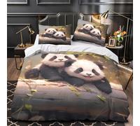 VOXYTMLWG Panda Cubs Play copripiumino 3 Pezzi stampa 3D microfibra morbida con federa Digital Set Di Copripiumino cerniera soffice ariosa for coppie Single（140x200cm）
