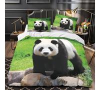 VOXYTMLWG Panda Walking copripiumino 3 Pezzi microfibra traspirante motivo 3D con federa Wild Animal Set Di Copripiumino cerniera nascosta ultra morbido for bambini Super king（260x220cm）