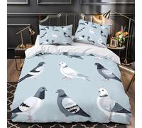 VOXYTMLWG Pigeon Illustrations copripiumino stampa 3D microfibra ultra morbido 3 Pezzi con federa vector Birds Set Di Copripiumino cerniera nascosta morbido e traspirante for coppie King（220x240cm）