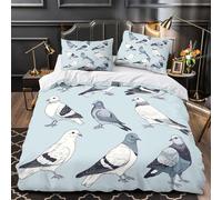VOXYTMLWG Pigeon Illustrations Set Di Copripiumino 3 Pezzi ultra microfibra stampa 3D con federa vector Birds Set Di Copripiumino cerniera nascosta traspirante for ragazzi King（220x240cm）