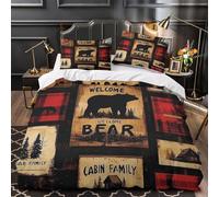 VOXYTMLWG Rustic Cabin Decor Set Di Copripiumino microfibra ultra morbida 3 Pezzi stampa di 3D con federa Wooden Sign Set Di Copripiumino cerniera soffice ariosa for bambini Single（135x200cm）