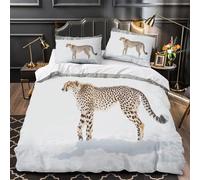 VOXYTMLWG Snow Leopard Walking copripiumino 3 Pezzi motivo 3D ultra microfibra con federa per cuscini Wild Animal Set Di Copripiumino cerniera nascosta morbido for adolescenti Single（135x200cm）