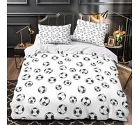 VOXYTMLWG Soccer Ball Set Copripiumino 3Pz microfibra morbida stampa di 3D con cerniera Hand Drawn Disegno Set Copripiumino cerniera traspirante morbido e comodo per bambini Single(135x200cm)