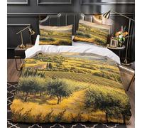 VOXYTMLWG Tuscany Set Di Copripiumino 3 Pezzi stampa 3D microfibra ultra morbido con cerniera Italian Countryside Pittura Set Di Copripiumino con federa per cuscini soffice for coppie King（220x240cm）