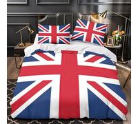 VOXYTMLWG Union Jack Flag copripiumino stampa 3D microfibra morbida 3 Pezzi con federa British National Set Di Copripiumino cerniera ariosa morbido for ragazze Single（135x200cm）