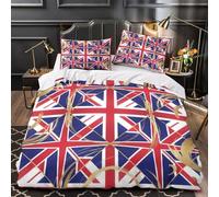 VOXYTMLWG Union Jack Set Di Copripiumino 3 Pezzi stampa 3D microfibra traspirante con cerniera British Flag Set Di Copripiumino con federa per cuscini ultra morbido for adolescenti Single（135x200cm）