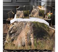 VOXYTMLWG Wild Cat Set Di Copripiumino 3 Pezzi stampa di 3D microfibra morbida con cerniera Natural Wildlife copripiumino con federa soffice traspirante for ragazze King（220x240cm）