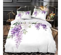 VOXYTMLWG Wisteria Flowers copripiumino 3 Pezzi motivo 3D microfibra traspirante con federa watercolor Botanical Set Di Copripiumino cerniera soffice ariosa for bambini e adolescenti King（220x240cm）