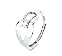 VOYADE Anello Con Fibbia Geometrica Semplice in Argento Sterling S925, Anello Aperto Con Design A Caratteri Di Nicchia,Argento,12