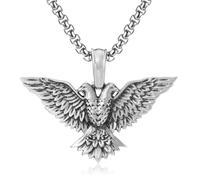 VOYADE Ciondolo A Doppia Testa Di Aquila in Peltro Puro, Collana Personalizzata Da Uomo in Peltro Puro,Argento,Pendant + Chain 50cm