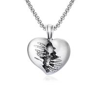 VOYADE Ciondolo A Forma Di Cuore Strappato in Peltro Puro, Collana Personalizzata Da Uomo in Peltro Puro,Argento,Pendant + Chain 50cm