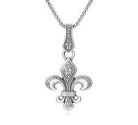 VOYADE Ciondolo Ad Ancora Vintage in Peltro Puro, Collana Personalizzata Da Uomo in Peltro Puro Hip Hop,Argento,Pendant + Chain 50cm
