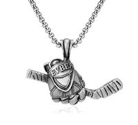 VOYADE Ciondolo Personalizzato A Forma Di Palla Da Hockey in Peltro Puro, Collana Da Uomo Hip Hop Punk in Peltro Puro,Argento,Pendant + Chain 60cm
