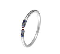 VOYADE Piede d'Argento 999 Bracciale Cuore Sutra Bracciale Etnico Stile Blu Bruciato Rosso del Sud,Argento,18cm~22cm