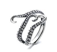 VOYADE S925 Anello Con Artiglio Di Polipo in Argento Sterling, Anello Dominante Regolabile Da Uomo Con Marea Vintage,Argento,11