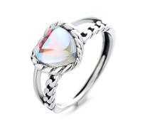 VOYADE S925 Anello D'argento Con Pietra Di Luna Intrecciata Con Doppia Apertura Love Per Le Donne,Argento,11