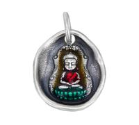 VOYADE S925 Argento Sterling Buddha Zen Irregolare Piatto Rotondo Ciondolo, Retro Moda Versatile Pendente in Argento Sterling Collana,Argento,Single Pendant