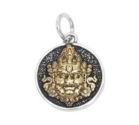 VOYADE S925 Ciondolo in Argento Sterling Giallo Dio Della Ricchezza, Moda Vintage Cento Collana in Argento Sterling,Argento,Single Pendant