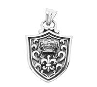VOYADE S925 Sterling Silver Kirk Cross Fiore Crown Shield Pendant, Vintage Fashion Versatile Collana Pendente in Argento Sterling,Argento,Pendant + Chain 60cm