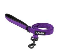 Voyager Guinzaglio riflettente per cani con manico in neoprene, lungo 1,5 m, supporta cuccioli di razza piccola, media e grande, carino e resistente per camminare, correre e allenarsi, viola (guinzaglio), S