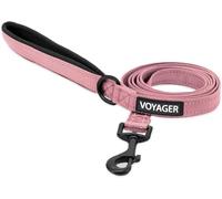 Voyager Guinzaglio riflettente per cani con manico in neoprene, lungo 1,5 m, supporta cuccioli di taglia piccola, media e grande, carino e resistente, per passeggiate, corsa e allenamento, rosa tenue