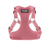 Voyager Pettorina regolabile per cani con strisce riflettenti di Best Pet Supplies, resistente, a corpo intero, senza tiro, con guinzaglio ad anello a D, traspirante, rosa, taglia XS