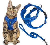 Voyager - Set di pettorina e guinzaglio per gatti a prova di fuga con cuciture riflettenti, manico in neoprene da 1,5 m, supporta gatti piccoli, medi e grandi, gattini da passeggio di Best Pet