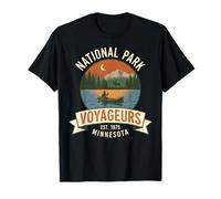 Voyageurs National Park Minnesota Retro Canoa e Alce Art Maglietta