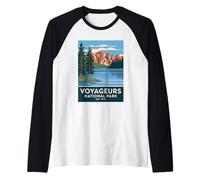 Voyageurs National Park Vintage Campeggio Escursionismo Uomo Donna Maglia con Maniche Raglan