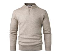 Voyagile Maglione Uomo Collo Henley Pullover Giacca in Maglia Maglione Pullover Manica Lunga Maglione