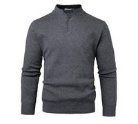 Voyagile Maglione Uomo Collo Henley Pullover Giacca in Maglia Maglione Pullover Manica Lunga Maglione