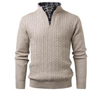 Voyagile Maglione Uomo con Colletto Finto Pullover Giacca in Maglia Maglione 2 in 1 Pullover Manica Lunga Maglione
