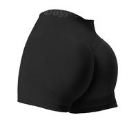 VOYJOY Pantaloncini da Allenamento da Donna, 9,1 cm, per Sollevamento Culo e Palestra, Senza Cuciture, per Yoga e Motociclista, #2 a Nero (Solid Scrunch), L