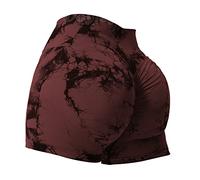 VOYJOY Pantaloncini da allenamento da donna, 9,1 cm, per sollevamento culo e palestra, senza cuciture, per yoga e motociclista, Rosso e marrone., S