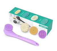 VOYOR 4-IN-1 Spazzola Schiena Doccia Spazzola Corpo Elettrica Spugna Doccia Silicone Con Manico Lungo IPX6 Impermeabile 4 Accessori Per Spazzola Esfoliante 2 Ingranaggi Spazzola Doccia BC300 (Viola)