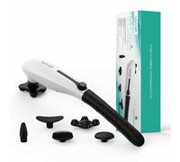 VOYOR-HEALTH Massaggiatore Elettrico Palmare e da Collo Massaggio a Percussione Elettronico per Schiena, Gambe, Spalle, Collo, Massaggiatore Muscolare mit 5 Teste di Massaggio (Bianco)