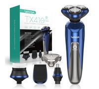 VOYOR Rasoio Barba Elettrico Tagliacapelli Uomo Ricaricabile Naso Hair Trimmer Regolabarba per Styling di Barba 4 in 1 Multi Grooming Kit con Pennello Per Il Viso IPX6 Impermeabile TX410 (Blu)