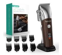 VOYOR Tagliacapelli Uomo Professionale set casa, Macchinetta per Capelli Senza Filo, Regolabarba e Taglia Capelli con 8 Pettini Guida, Display LED e IPX6 Impermeabile HT110 Marrone