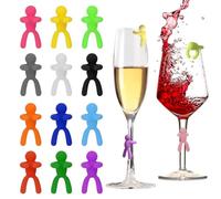 Voyyphixa Segnabicchieri Silicone Marcatori Segna Calici Marcatori di Bevande Identificatore del Bicchiere di Vino Per Cocktail Champagne Varie Tazze, Forniture per Decorazioni (12pcs-Human)
