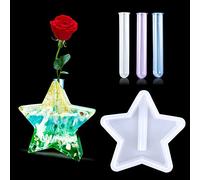 Voyyphixa Stampo in resina per vaso in silicone per stazione di propagazione delle piante, stampo in resina epossidica a forma di pentagramma con 3 provette, per piante idroponiche, decorazione