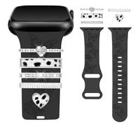 Vozehui Bracciale inciso a farfalla con anelli decorativi fibbie compatibili con Apple Watch Cinturino 38 mm 40 mm 41 mm 42 mm 44 mm per le donne, cinturino in silicone morbido per iWatch serie 11 10