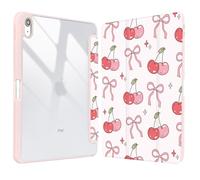 Vozehui Custodia per iPad 11/10a generazione 2025/2022, rosa con guscio posteriore trasparente con portamatite, custodia protettiva con supporto pieghevole a tre pieghe con funzione di accensione e