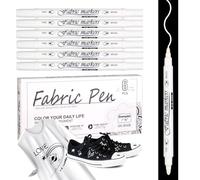 Vozitug Pennarello Bianco Indelebile per Tessuti e Stoffa, 6 Pezzi 1-5mm Doppia Punta Acrilici Pennarelli, Resistenti ai Lavaggi Marker Pennarelli per Tessuti, Pittura T-Shirt Borse