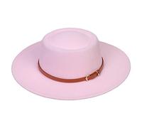 VPbao Cappello Fedora da donna in lana, a tesa larga, da bombetta, da donna, in floppy cloche, derby chiesa per feste - pieghevole, rosa, Taglia unica