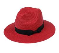 VPbao Panama Fedora Cappello di Paglia Homburg Cap anni '20 Vintage Manhattan Jazz Cappelli per Uomini Donne Viaggi Giardino UPF 50+, C# rosso., Taglia unica