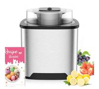 Vpcok Direct Gelatiera 2L Macchina per Gelato12W Macchina del Gelato con Bocca sul Grande Coperchio Visibile 220V, Macchina Gelato con Paletta in Acciaio Inox Gelato Speciale e Ricetta