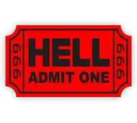VPERP Ticket to Hell Hard Hat Sticker | Etichetta adesiva per casco, scatola degli attrezzi per il pranzo, 666 moto