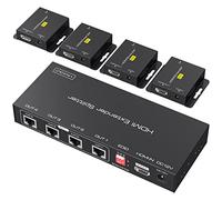 VPFET HDMI Extender Splitter su Cat5e 6 165ft 1 In 4 Out Transmission Balun Ethernet Supporta 1080p HDCP EDID POC Un alimentatore per funzionare con