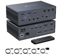 VPFET Thunderbolt 4 USB C HDMI KVM Switch 3 PC 3 Monitor 4K60Hz Docking Station con DisplayLink per 3 Monitor 3 Laptop Supporta la modalità di copia ed espansione per Mac e Windows